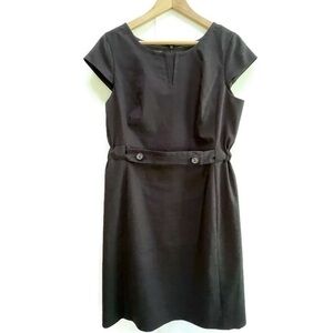Talbots Linen Blend Black Sheath Dress, Cap Sleeve Career-wear,‎ Size 14P